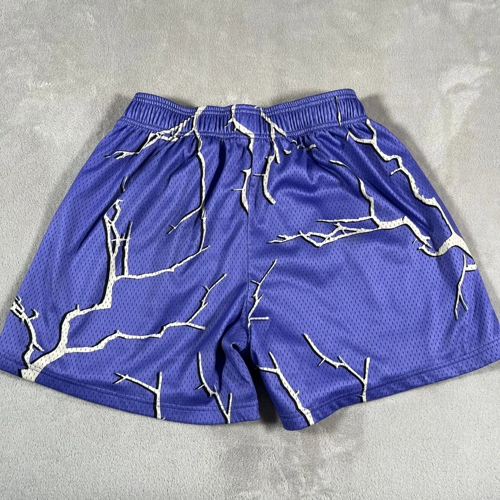 Inaka Power Gym Shorts Men's Size Large Purple Mesh Lightning Graphic Print Rare
